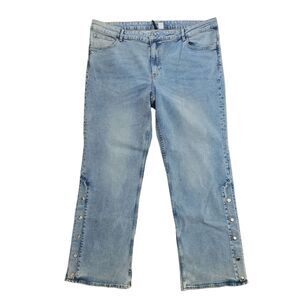 H&M Divided Snap Boot Cut Jeans XXL Womens Plus Size High Rise Light Wash